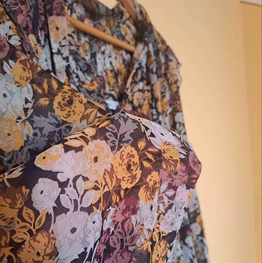 Mango Brown and Yellow Ruffled Tiered Sundress - Picture 6 of 16